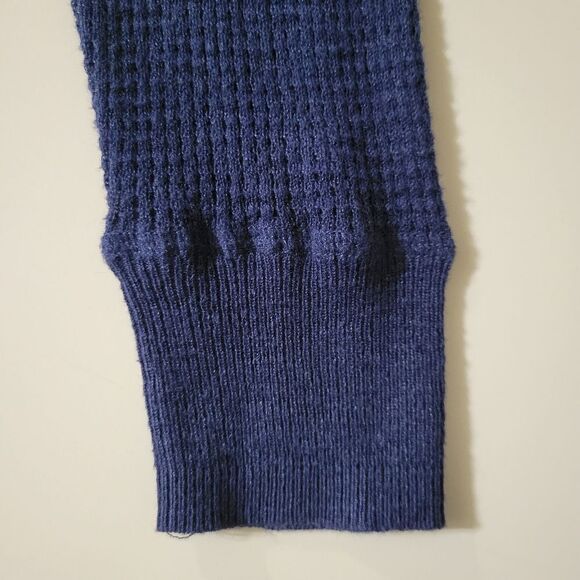 SO® Junior's Navy Stripe Crewneck Lightweight Waffle-knit Sweater - Picture 10 of 13